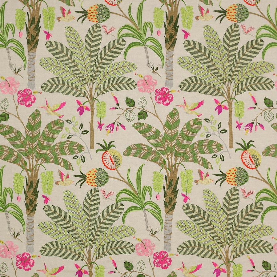 Maracatu Fabric in Pink/Green by Jane Churchill