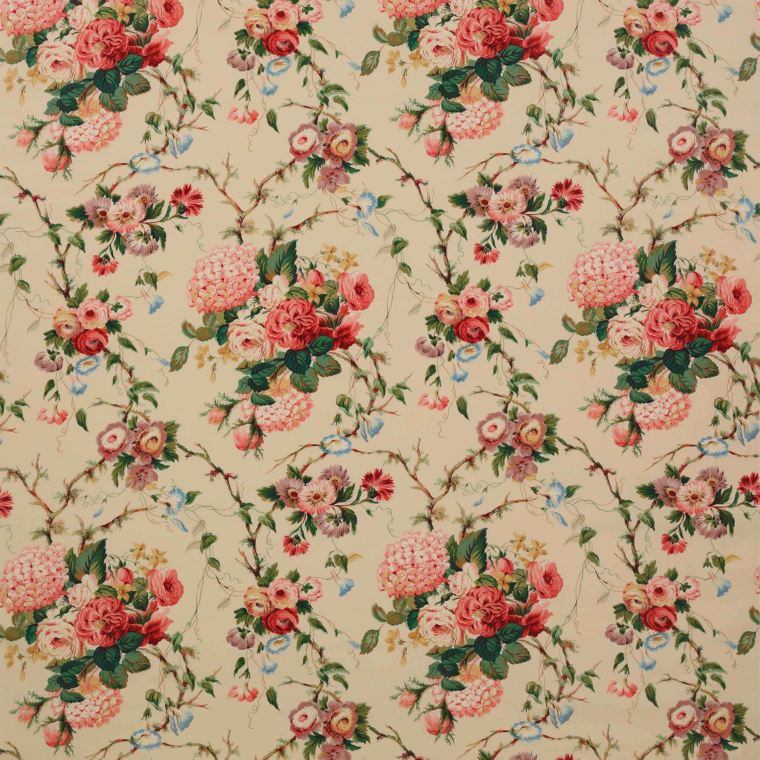 Amberley Fabric in Pink/Green by Colefax and Fowler