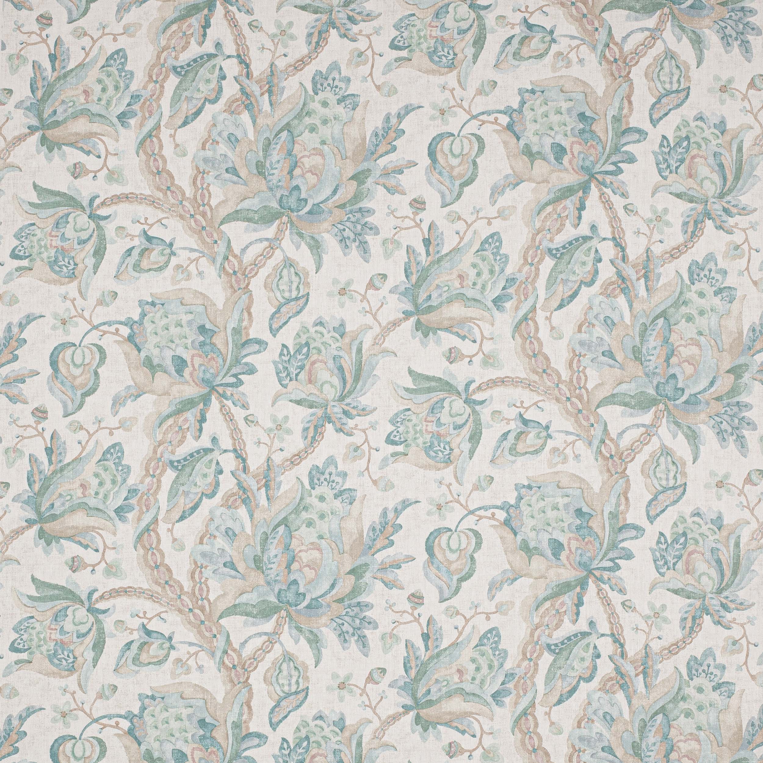 Orlando Fabric in Coral/Sage by Colefax and Fowler