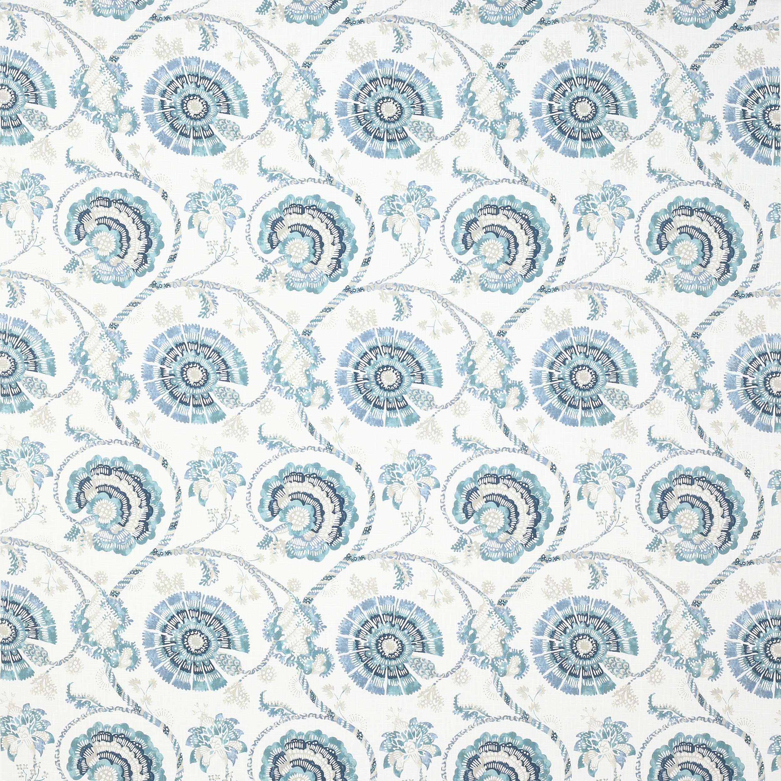 Jaipur Tree Fabric in Blue by Jane Churchill