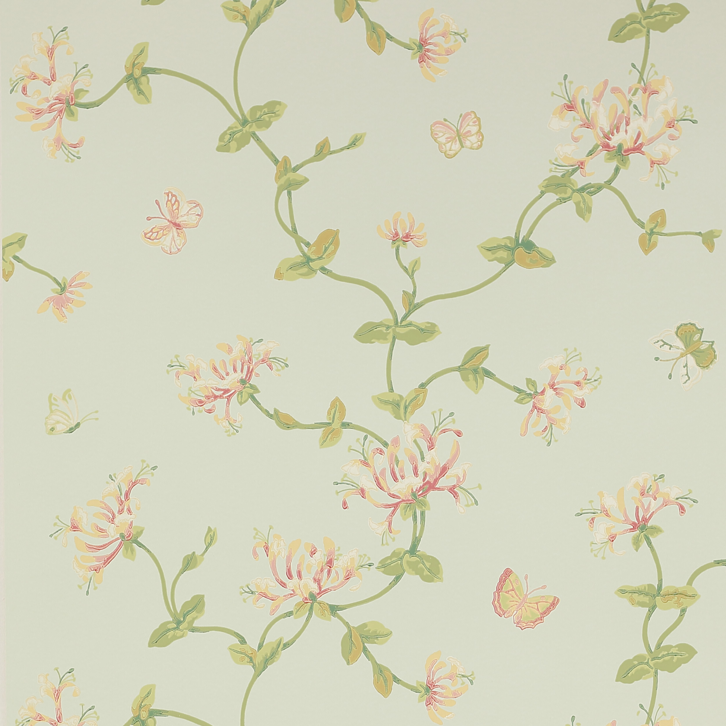 Honeysuckle Garden Wallpaper In Pink/Green By Colefax And Fowler